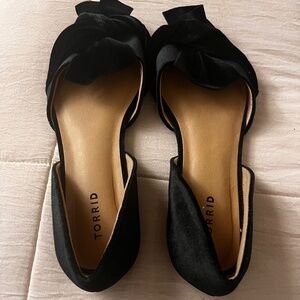 Black Suede Bow Flat